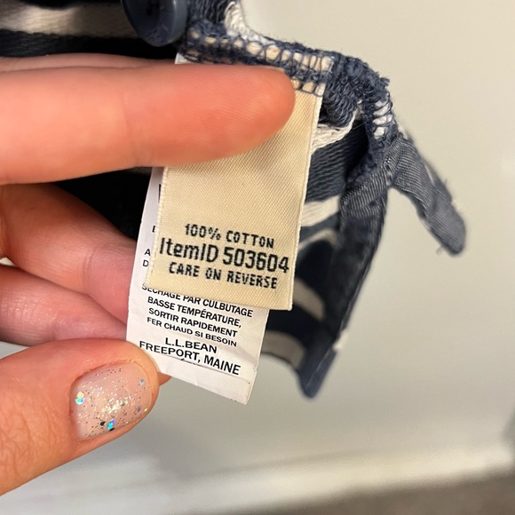 L.L. Bean Navy and Cream Hooded Striped Sweatshirt - Picture 6 of 6